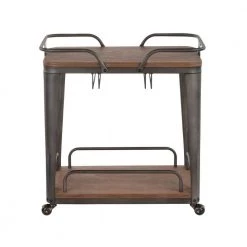 Oregon Antique Metal and Espresso Wood Bar Cart by Lumisource