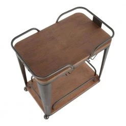 Oregon Antique Metal and Espresso Wood Bar Cart by Lumisource -Cheap Lumisource Store antique espresso lumisource bar carts btc or an e a0 1000