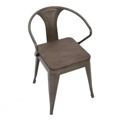 Waco Antique Metal and Espresso Wood Seat Dining Chair (Set of 2) by Lumisource -Cheap Lumisource Store antique espresso lumisource dining chairs dc wco an e2 a0 1000