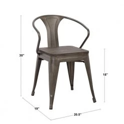 Waco Antique Metal and Espresso Wood Seat Dining Chair (Set of 2) by Lumisource -Cheap Lumisource Store antique espresso lumisource dining chairs dc wco an e2 c3 1000