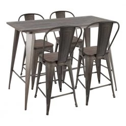 Oregon High Back 5-Piece Antique and Espresso Counter Height Dining Set by Lumisource -Cheap Lumisource Store antique espresso lumisource dining room sets c orhb5 ane 31 1000