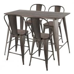 Oregon High Back 5-Piece Antique and Espresso Counter Height Dining Set by Lumisource