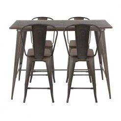 Oregon High Back 5-Piece Antique and Espresso Counter Height Dining Set by Lumisource -Cheap Lumisource Store antique espresso lumisource dining room sets c orhb5 ane 66 1000