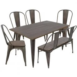 Oregon 6-Piece Antique and Espresso Dining Set by Lumisource