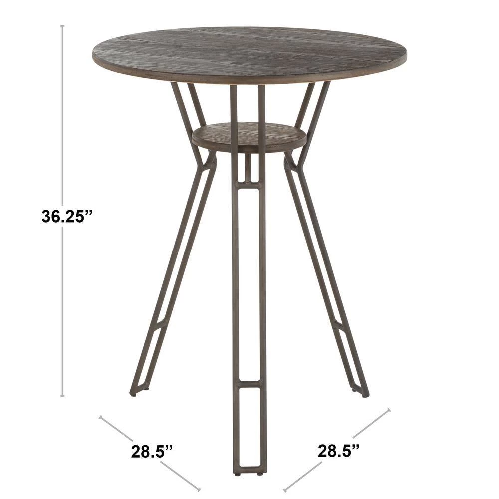 Folia Industrial Counter Height Dining Table in Antique Metal and Espresso Wood by Lumisource 8 Folia Industrial Counter Height Dining Table in Antique Metal and Espresso Wood by Lumisource - Image 6