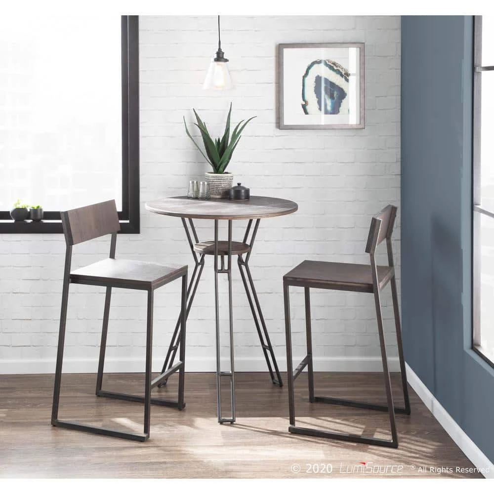 Folia Industrial Counter Height Dining Table in Antique Metal and Espresso Wood by Lumisource 9 Folia Industrial Counter Height Dining Table in Antique Metal and Espresso Wood by Lumisource - Image 7