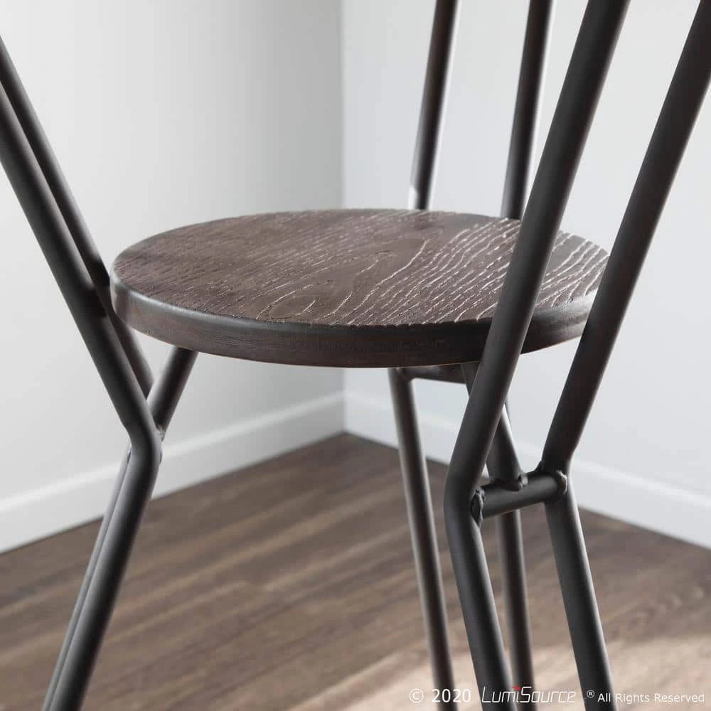 Folia Industrial Counter Height Dining Table in Antique Metal and Espresso Wood by Lumisource 7 Folia Industrial Counter Height Dining Table in Antique Metal and Espresso Wood by Lumisource - Image 5