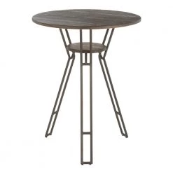 Folia Industrial Counter Height Dining Table in Antique Metal and Espresso Wood by Lumisource