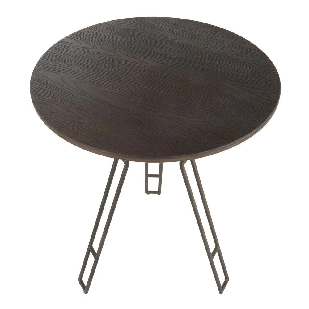 Folia Industrial Counter Height Dining Table in Antique Metal and Espresso Wood by Lumisource 5 Folia Industrial Counter Height Dining Table in Antique Metal and Espresso Wood by Lumisource - Image 3