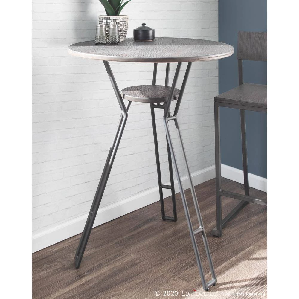 Folia Industrial Counter Height Dining Table in Antique Metal and Espresso Wood by Lumisource 6 Folia Industrial Counter Height Dining Table in Antique Metal and Espresso Wood by Lumisource - Image 4