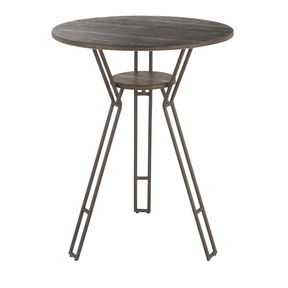 Folia Industrial Counter Height Dining Table in Antique Metal and Espresso Wood by Lumisource 4 Folia Industrial Counter Height Dining Table in Antique Metal and Espresso Wood by Lumisource - Image 2