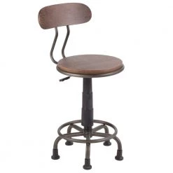 Dakota Antique Metal and Espresso Wood Task Chair by Lumisource