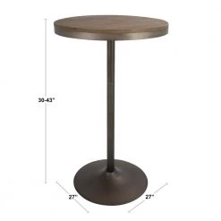 Dakota Industrial Antique Brown Metal Adjustable Bar Table Bamboo Top by Lumisource -Cheap Lumisource Store antique metal brown lumisource bar tables bt dak an bn c3 1000