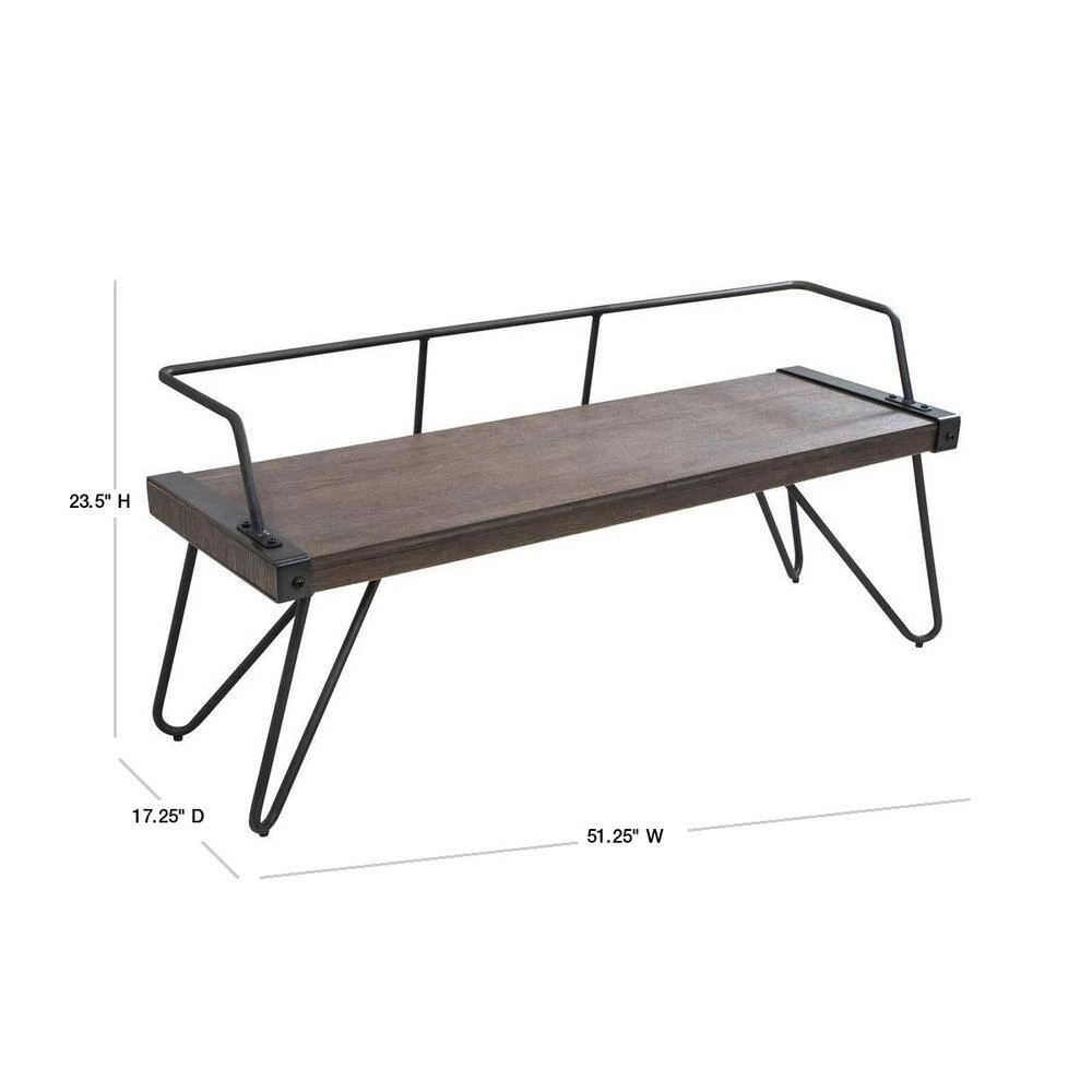 Stefani Walnut and Antique Industrial Bench by Lumisource 5 Stefani Walnut and Antique Industrial Bench by Lumisource - Image 3