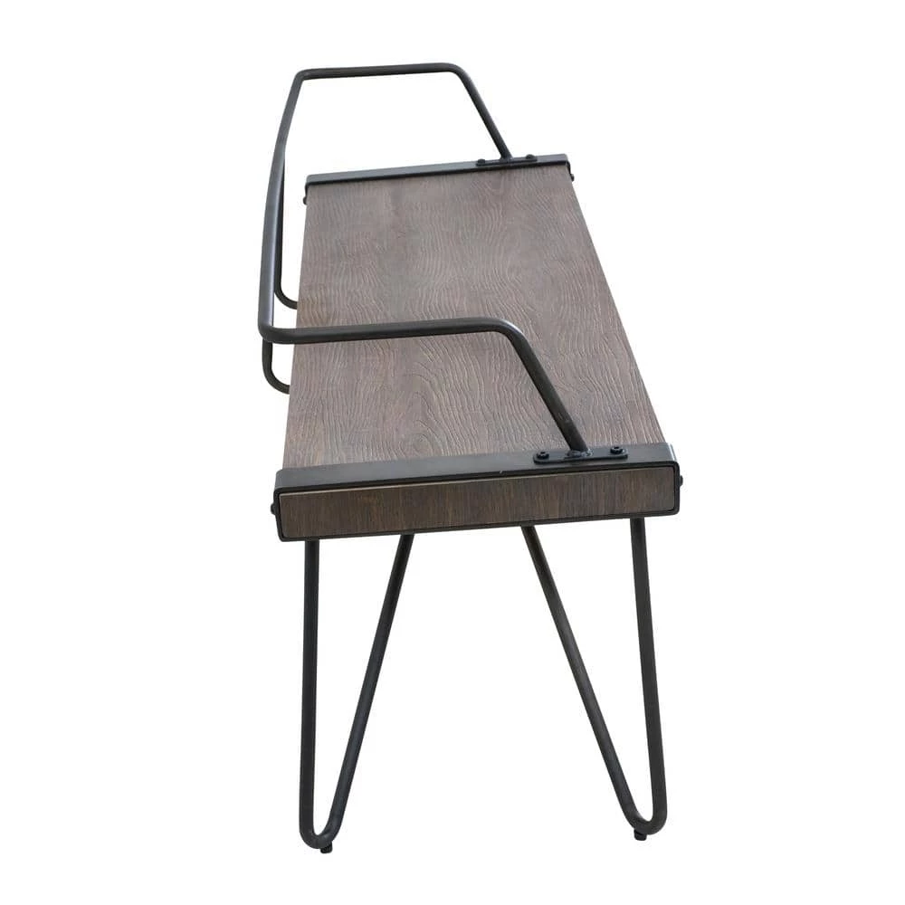 Stefani Walnut and Antique Industrial Bench by Lumisource 4 Stefani Walnut and Antique Industrial Bench by Lumisource - Image 2