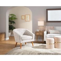 Leopard Beige Fabric and Brown Wood Arm Chair by Lumisource -Cheap Lumisource Store beige fabric brown wood lumisource accent chairs chr leopard bnbg 31 1000