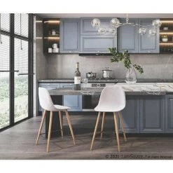 Pebble 34.75 in. Beige Fabric and Natural Metal High Back Counter Height Bar Stool (Set of 2) by Lumisource -Cheap Lumisource Store beige fabric natural metal lumisource bar stools b24 peb nabg2 31 1000