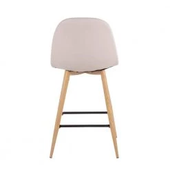 Pebble 34.75 in. Beige Fabric and Natural Metal High Back Counter Height Bar Stool (Set of 2) by Lumisource -Cheap Lumisource Store beige fabric natural metal lumisource bar stools b24 peb nabg2 66 1000