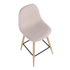 Pebble 34.75 in. Beige Fabric and Natural Metal High Back Counter Height Bar Stool (Set of 2) by Lumisource -Cheap Lumisource Store beige fabric natural metal lumisource bar stools b24 peb nabg2 a0 1000