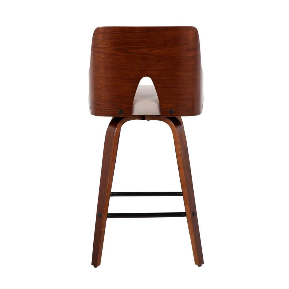 Ariana 36.25 in. Counter Height Bar Stool in Beige Fabric and Walnut Wood (Set of 2) by Lumisource 7 Ariana 36.25 in. Counter Height Bar Stool in Beige Fabric and Walnut Wood (Set of 2) by Lumisource - Image 5