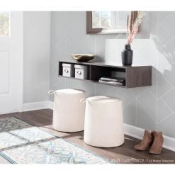 Rollo Contemporary Ottoman in Beige Faux Leather by Lumisource -Cheap Lumisource Store beige lumisource ottomans ot rollo bg 31 1000