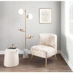 Rollo Contemporary Ottoman in Beige Faux Leather by Lumisource -Cheap Lumisource Store beige lumisource ottomans ot rollo bg 44 1000