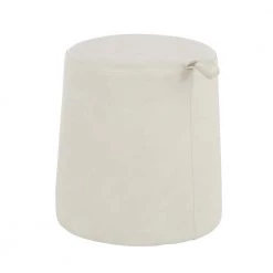 Rollo Contemporary Ottoman in Beige Faux Leather by Lumisource