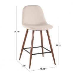 Pebble 24 in. Walnut and Beige Counter Stool (Set of 2) by Lumisource -Cheap Lumisource Store beige walnut lumisource bar stools cs peb wl bg2 4f 1000