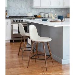 Pebble 24 in. Walnut and Beige Counter Stool (Set of 2) by Lumisource