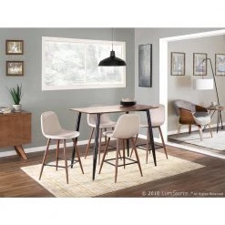 Pebble 24 in. Walnut and Beige Counter Stool (Set of 2) by Lumisource -Cheap Lumisource Store beige walnut lumisource bar stools cs peb wl bg2 c3 1000