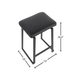 Geo Black Upholstered Counter Stool in Black Metal and Faux Leather (Set of 2) by Lumisource -Cheap Lumisource Store black black lumisource bar stools b26 geoup bkbk2 40 1000
