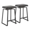 Geo Black Upholstered Counter Stool in Black Metal and Faux Leather (Set of 2) by Lumisource -Cheap Lumisource Store black black lumisource bar stools b26 geoup bkbk2 64 1000
