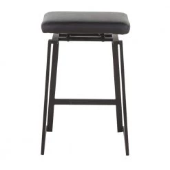 Geo Black Upholstered Counter Stool in Black Metal and Faux Leather (Set of 2) by Lumisource -Cheap Lumisource Store black black lumisource bar stools b26 geoup bkbk2 66 1000
