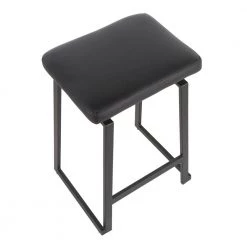 Geo Black Upholstered Counter Stool in Black Metal and Faux Leather (Set of 2) by Lumisource -Cheap Lumisource Store black black lumisource bar stools b26 geoup bkbk2 a0 1000