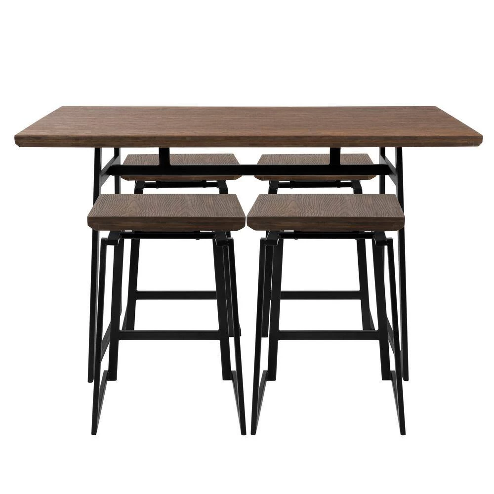 Geo 5-Piece Black and Brown Counter Height Dining Set by Lumisource 5 Geo 5-Piece Black and Brown Counter Height Dining Set by Lumisource - Image 3