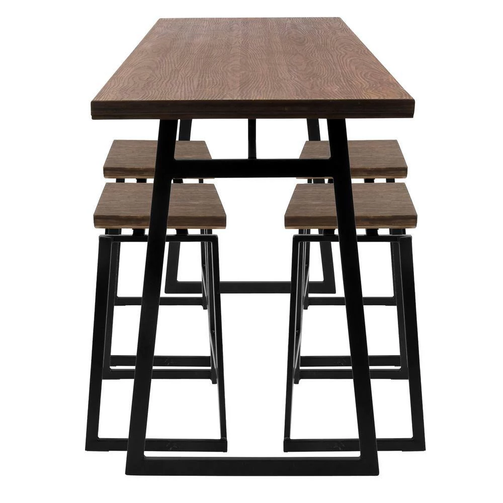 Geo 5-Piece Black and Brown Counter Height Dining Set by Lumisource 4 Geo 5-Piece Black and Brown Counter Height Dining Set by Lumisource - Image 2