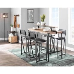 Gia Industrial Counter Height Dining Table with Removable Shelf in Black Metal and Brown Wood by Lumisource -Cheap Lumisource Store black brown lumisource kitchen dining tables ct gia bkbn 31 1000