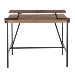 Gia Industrial Counter Height Dining Table with Removable Shelf in Black Metal and Brown Wood by Lumisource -Cheap Lumisource Store black brown lumisource kitchen dining tables ct gia bkbn 66 1000