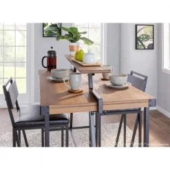 Gia Industrial Counter Height Dining Table with Removable Shelf in Black Metal and Brown Wood by Lumisource -Cheap Lumisource Store black brown lumisource kitchen dining tables ct gia bkbn c3 1000