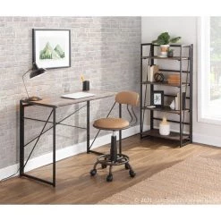 40 in. Rectangular Black/Brown Writing Desk with Open Storage by Lumisource -Cheap Lumisource Store black brown lumisource writing desks ofd dkta bk bn 31 1000