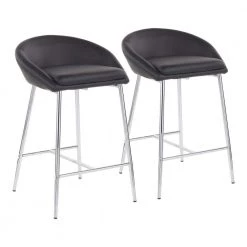 Matisse 26 in. Counter Stool in Black Faux Leather and Chrome (Set of 2) by Lumisource