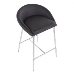 Matisse 26 in. Counter Stool in Black Faux Leather and Chrome (Set of 2) by Lumisource -Cheap Lumisource Store black chrome lumisource bar stools b26 matse bk2 a0 1000