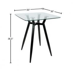 Clara Black Metal and Clear Glass Square Counter Height Dining Table by Lumisource -Cheap Lumisource Store black clear lumisource kitchen dining tables ct clr3030 bkgl 40 1000