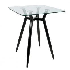 Clara Black Metal and Clear Glass Square Counter Height Dining Table by Lumisource