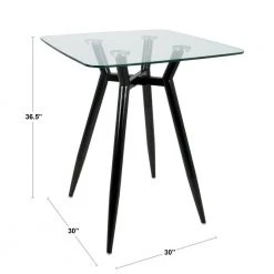 Clara Black Metal and Clear Glass Square Counter Height Dining Table by Lumisource -Cheap Lumisource Store black clear lumisource kitchen dining tables ct clr3030 bkgl c3 1000