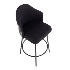 Ahoy Upholstered 37 in. Black Fabric and Floral Print Counter Height Bar Stool with Black Round Footrest (Set of 2) by Lumisource -Cheap Lumisource Store black fabric floral print lumisource bar stools b26 ahoyflor claireq2 bkbk2 a0 1000