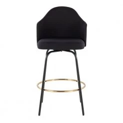 Ahoy Claire 41.25 in. Black Fabric and Floral Print Bar Height Bar Stool with Round Gold Footrest (Set of 2) by Lumisource -Cheap Lumisource Store black fabric floral print lumisource bar stools b30 ahoyflor claireg2 bkbk2 31 1000