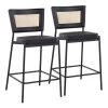 Tania 36 in. Black Faux Leather and Black Metal Counter Stool with Rattan Accent (Set of 2) by Lumisource 1 Tania 36 in. Black Faux Leather and Black Metal Counter Stool with Rattan Accent (Set of 2) by Lumisource -Cheap Lumisource Store black faux leather black metal lumisource bar stools b24 rtntania bkbk2 64 1000