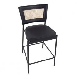 Tania 36 in. Black Faux Leather and Black Metal Counter Stool with Rattan Accent (Set of 2) by Lumisource -Cheap Lumisource Store black faux leather black metal lumisource bar stools b24 rtntania bkbk2 a0 1000