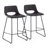 Robbi 33 in. Black Faux Leather and Black Steel Counter Height Bar Stool (Set of 2) by Lumisource